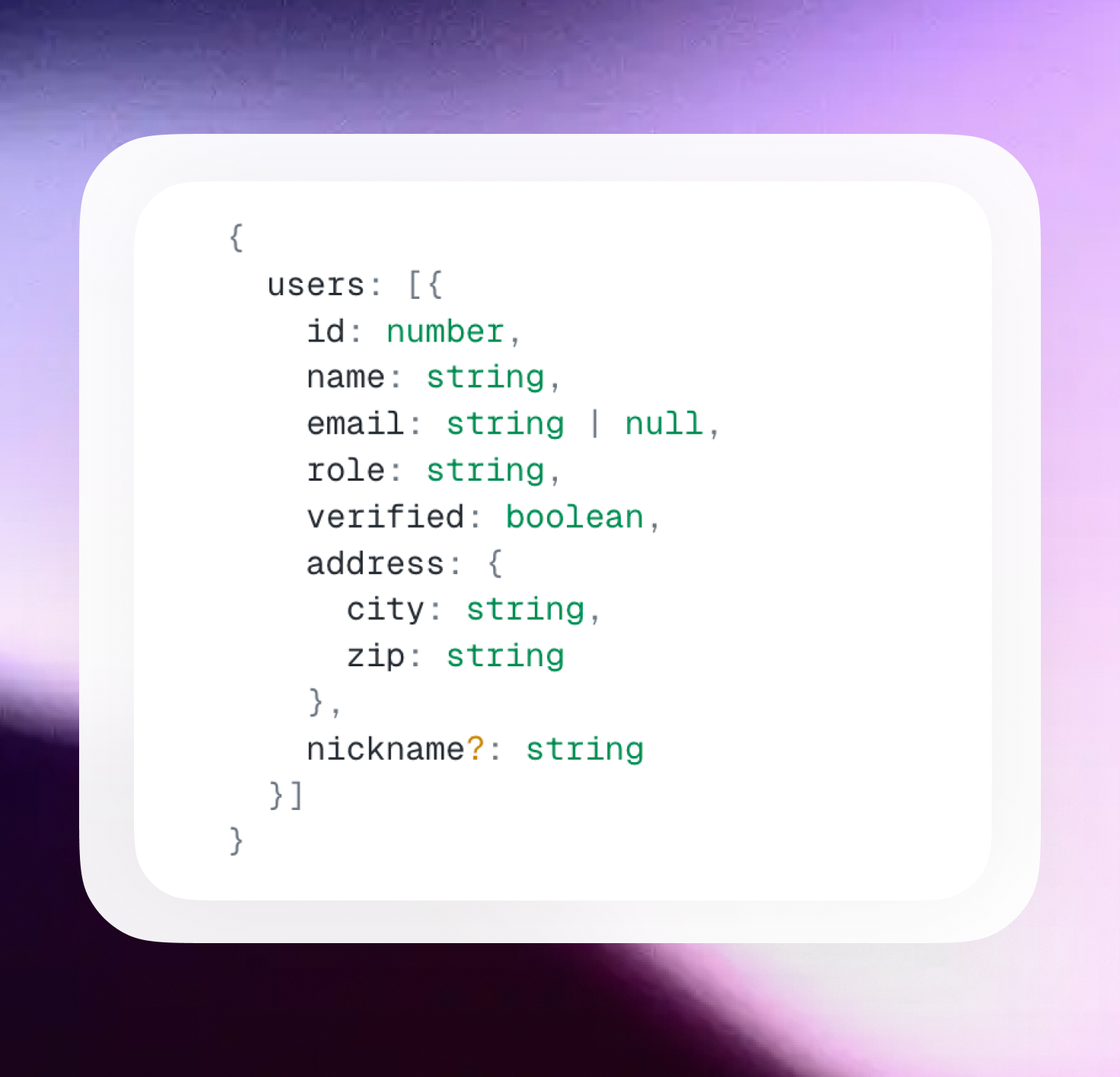 Screenshot: LLM prompt with a compact schema vs one bloated with TypeScript interfaces, showing the token count difference